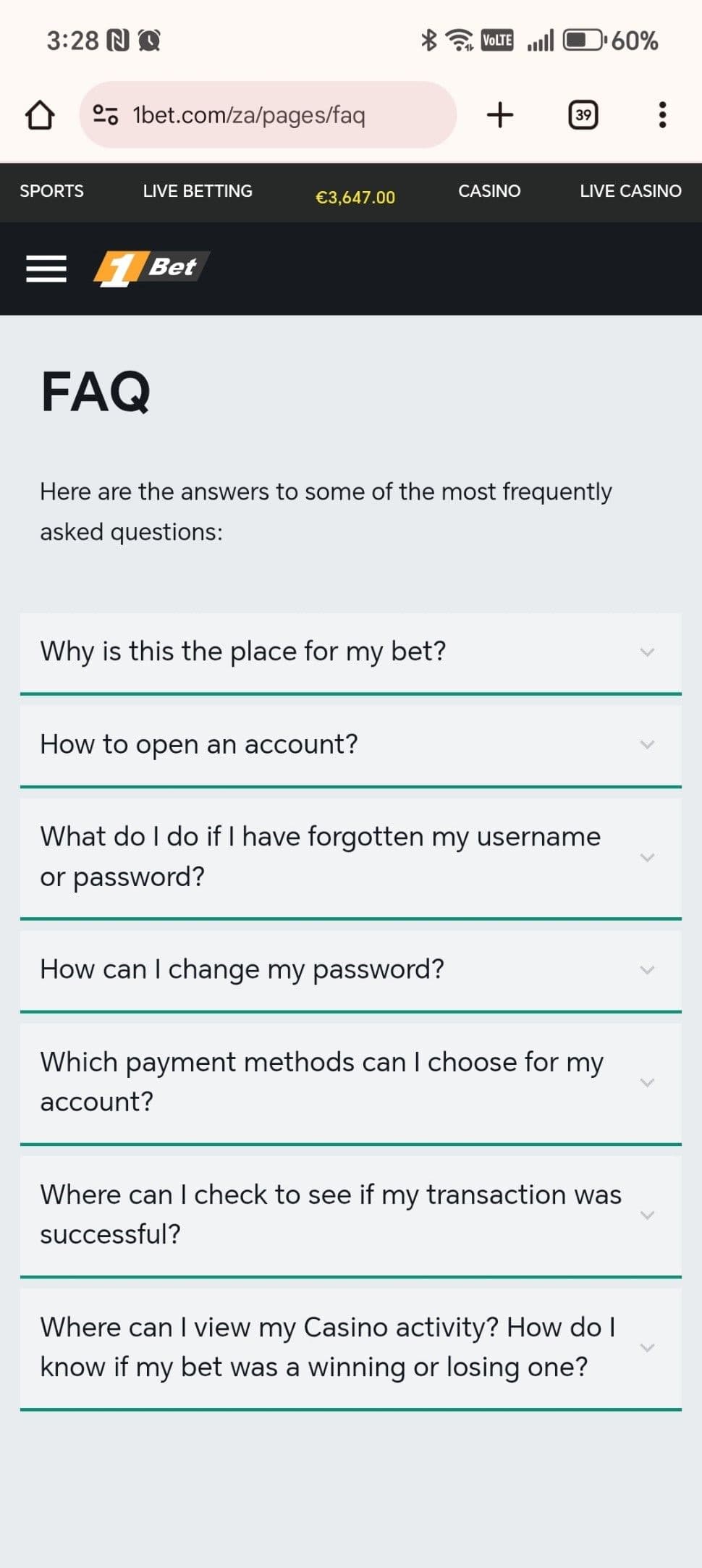 1 bet customer support