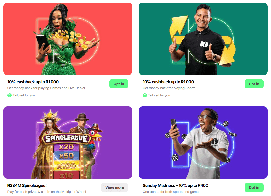 Casino promotions offer page at 10Bet 