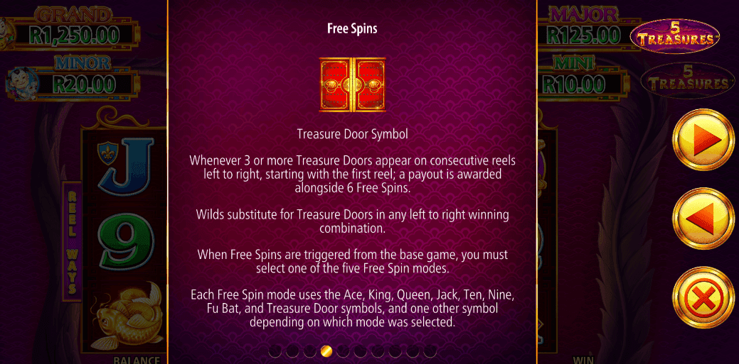 Check the paytable 5 treasures