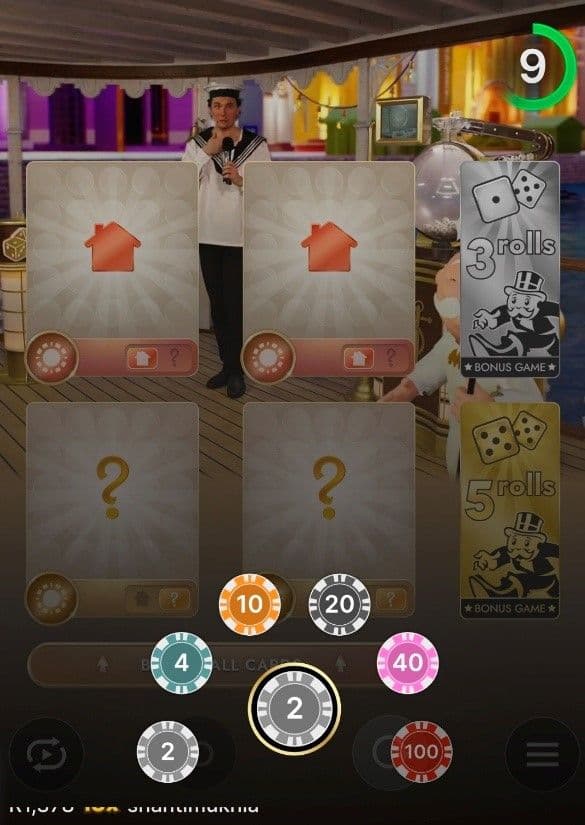 Choose the chips you want to bet on 