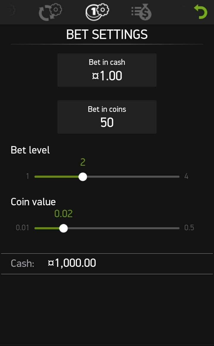 Choose your bet size.