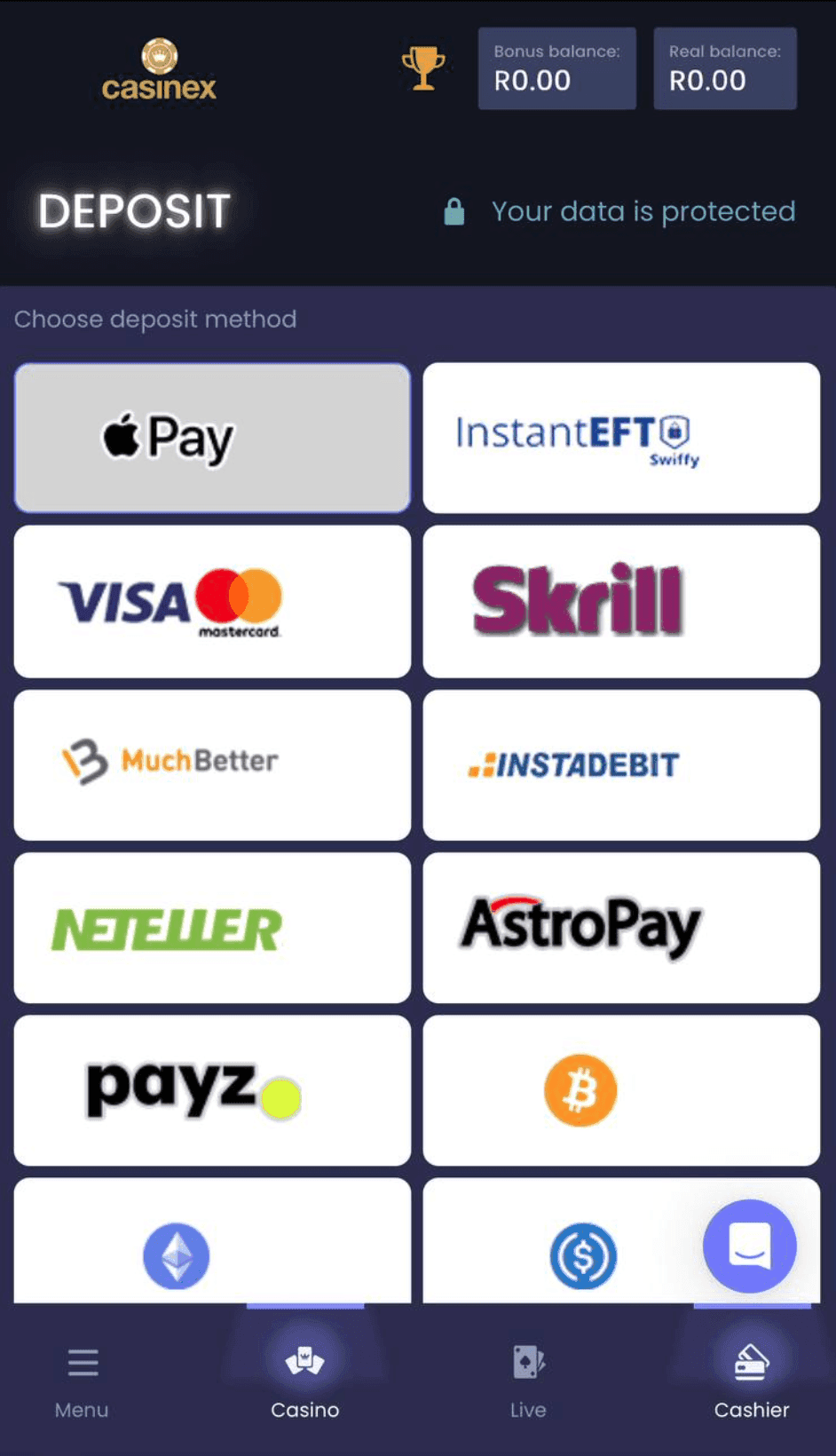 Deposit R200 or more using any supported payment method