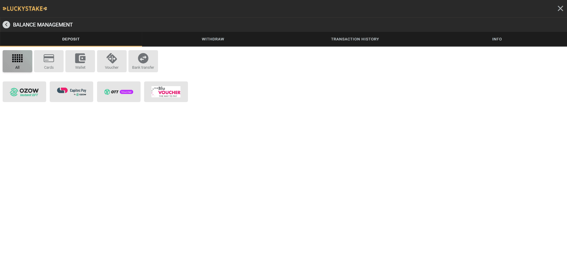 Click ‘Deposit’ at the top of your screen 