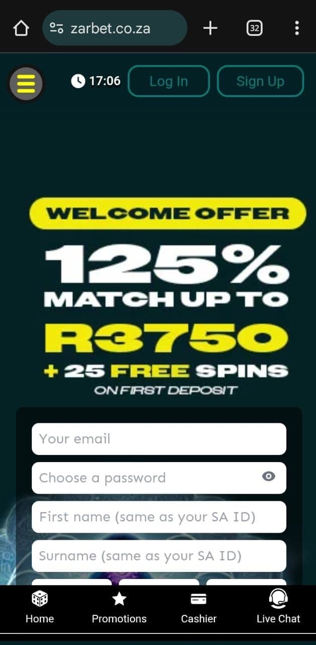 Click on the “signup” button