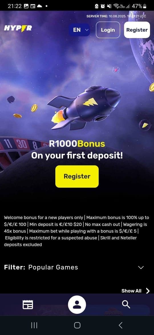 Click the “Register” button at the top right.