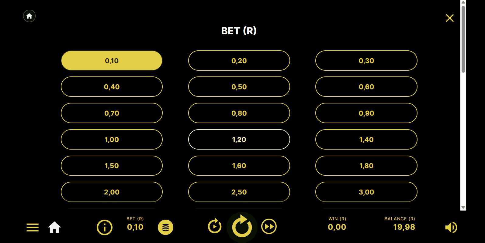 Click the coin button at the bottom.