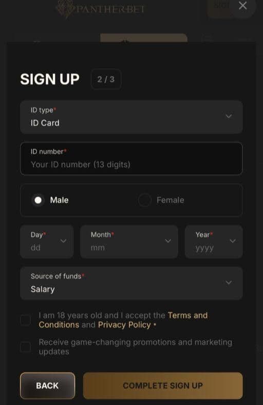 Complete the contact form with your ID number