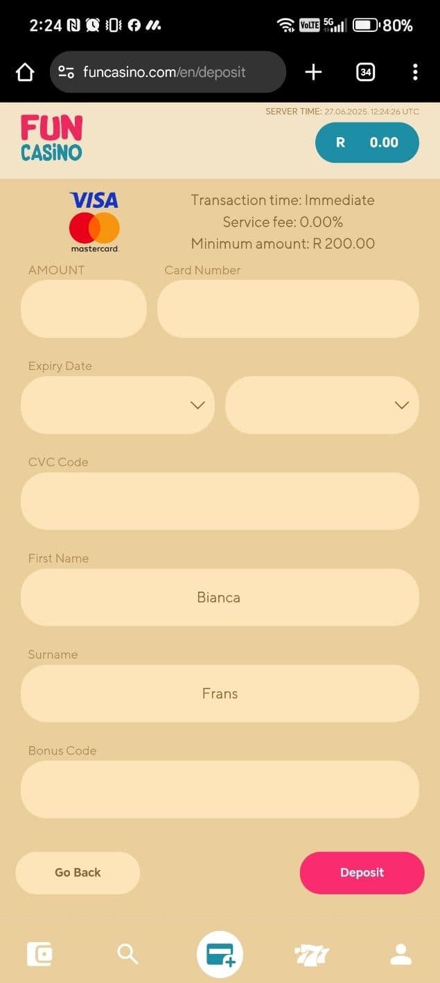 Confirm the deposit