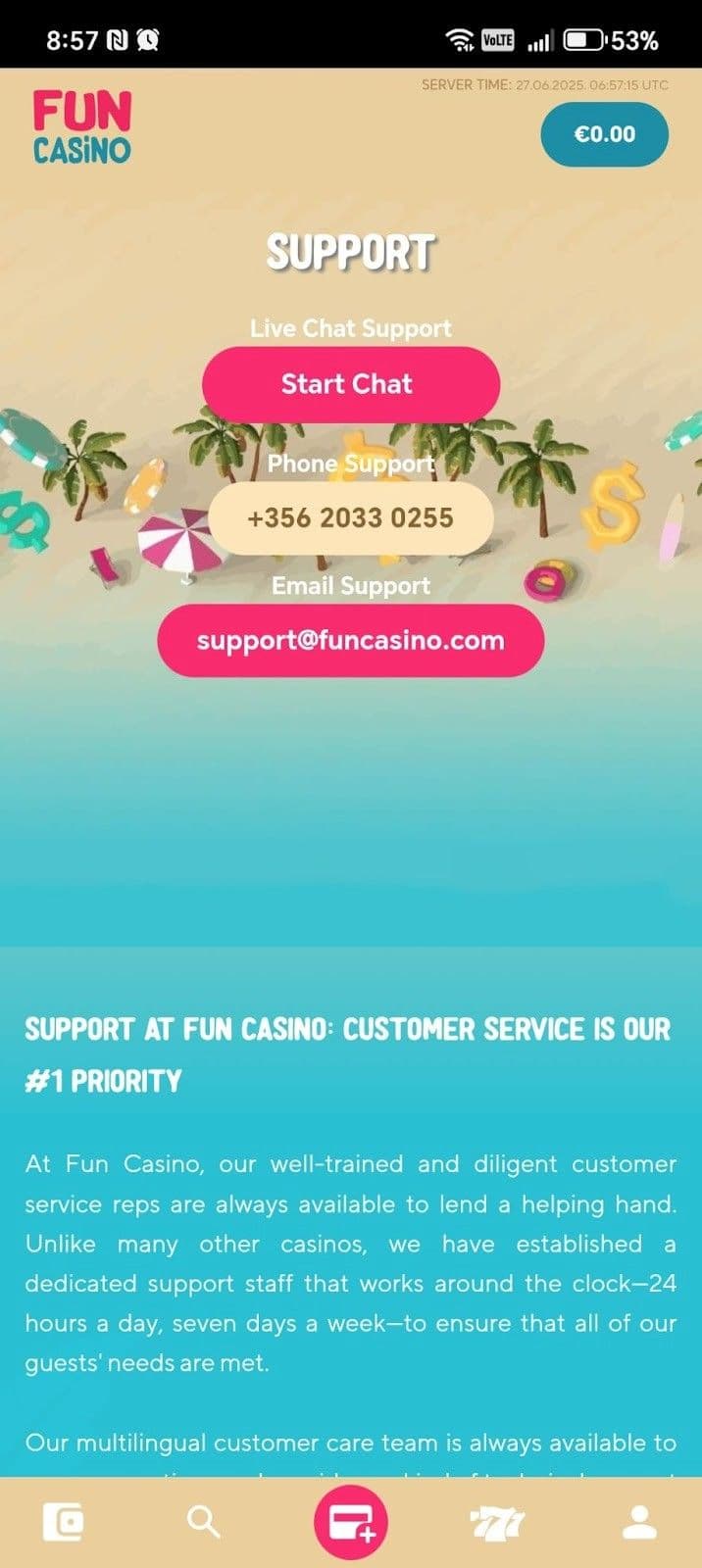 Contact Fun Casino Customer Support