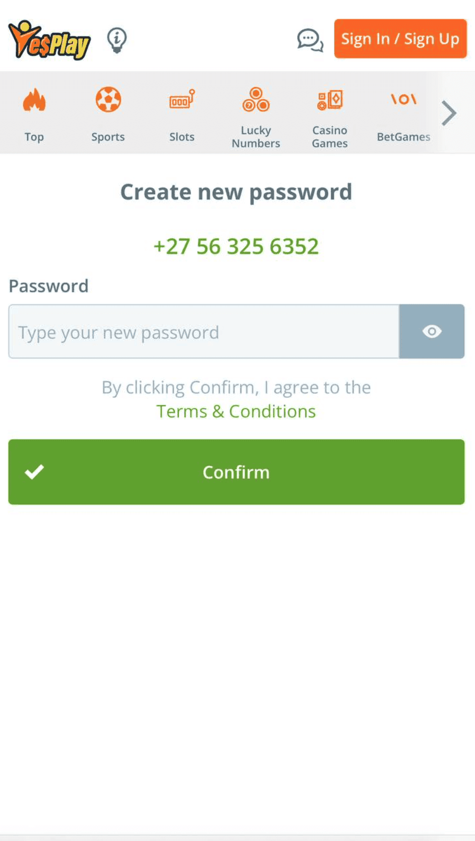 Create a secure password.