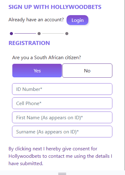 Create your account and complete FICA verification. 