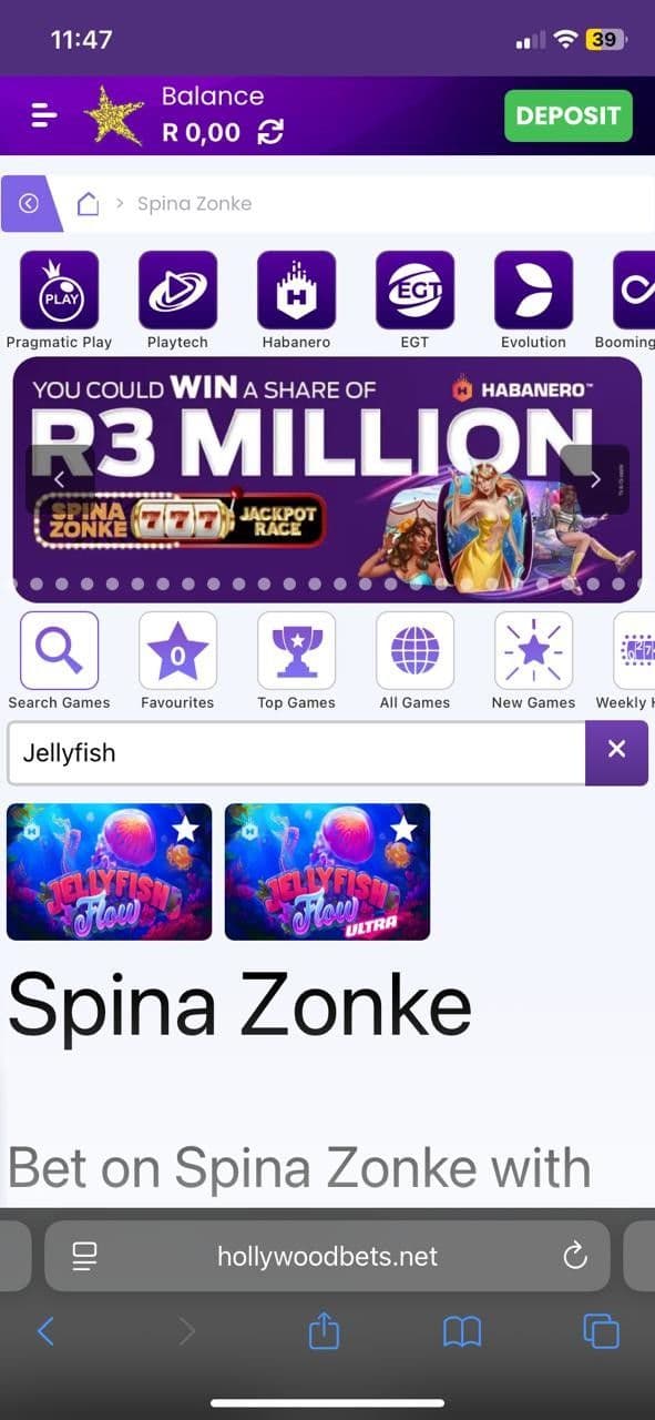 Deposit money and search for the game Jellyfish flow