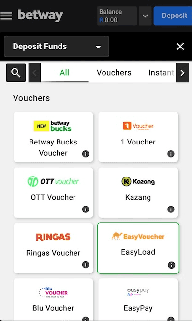 Deposit using EFT, Ozow, or card 