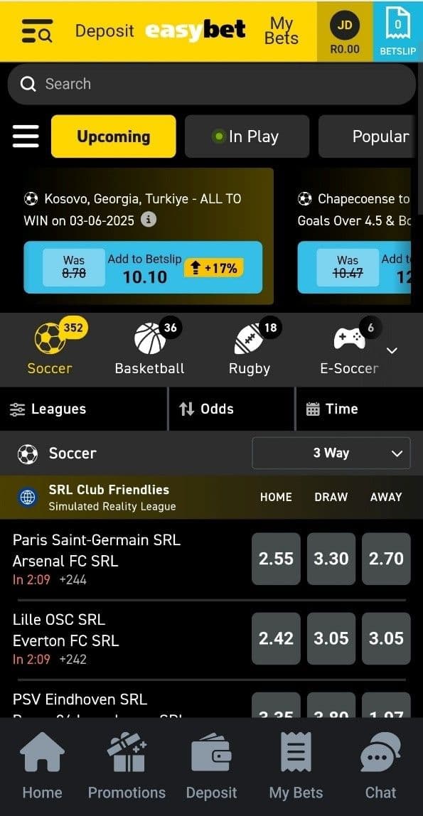 Easybet Desktop vs Mobile 