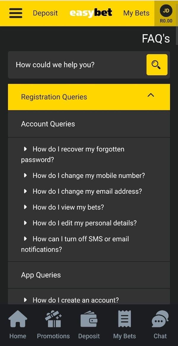 Easybet Help Desk and FAQs 
