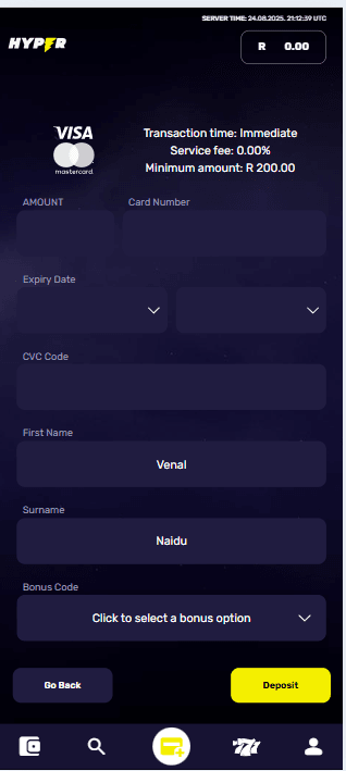 Enter the deposit amount