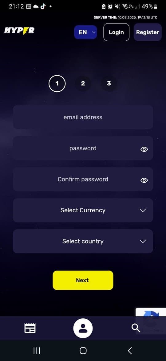 Enter your email and enter a strong password