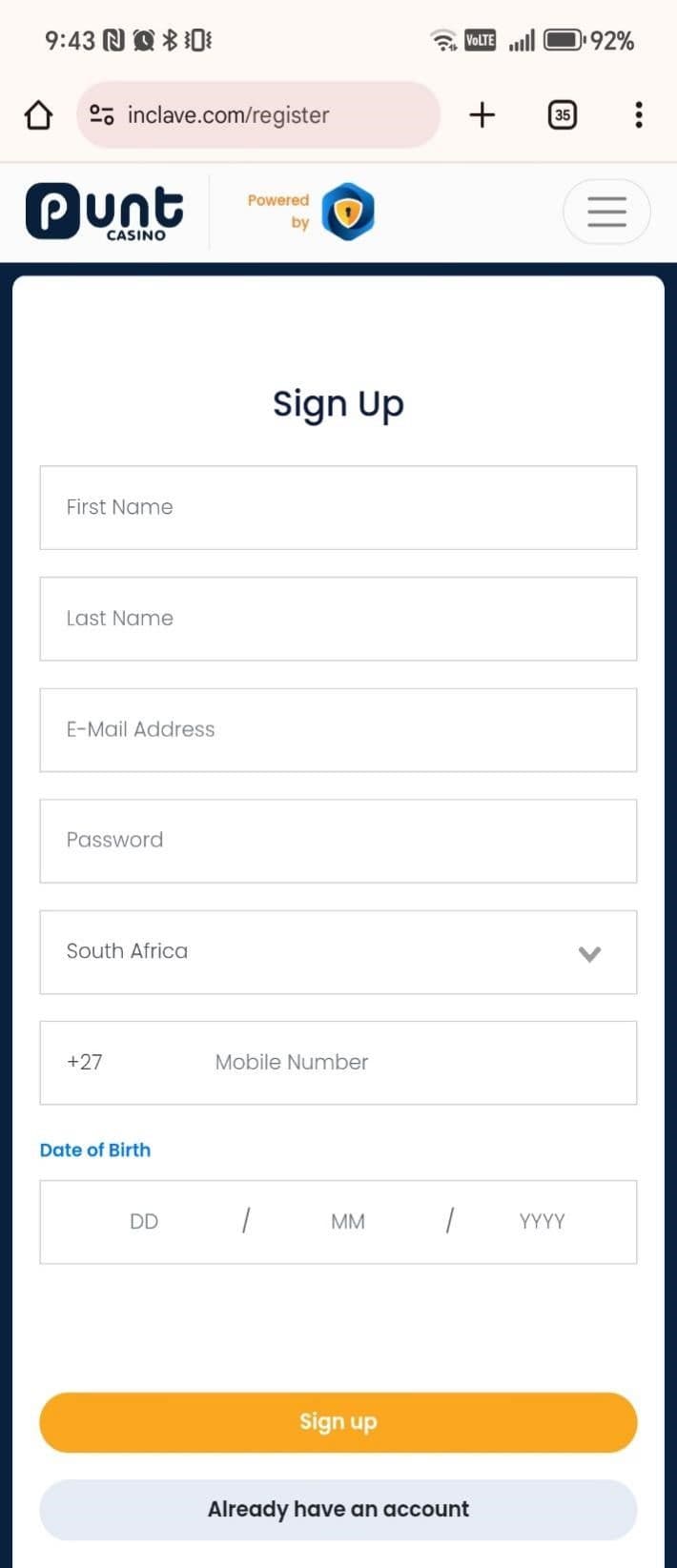 Enter your personal details..