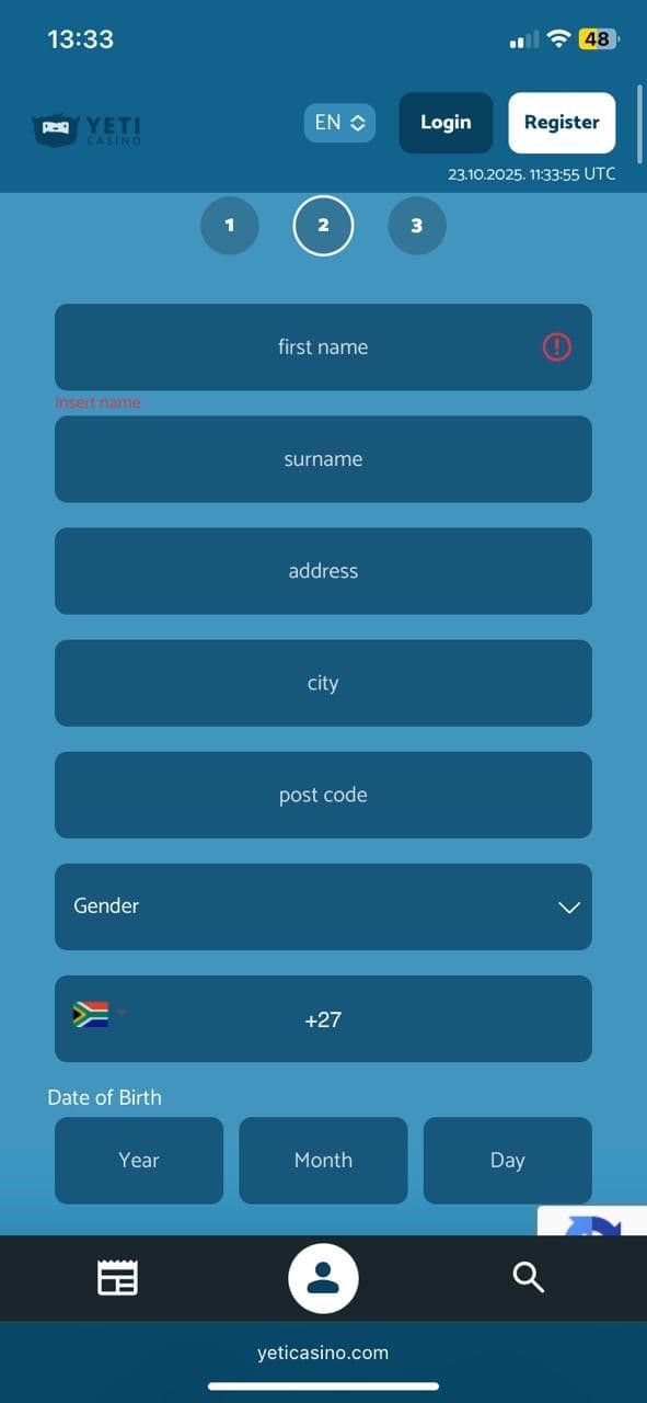 Enter your personal details and sign up