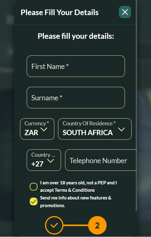 Enter your personal information lemon casino