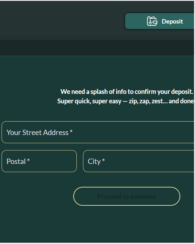 Enter your street address, postal code and city