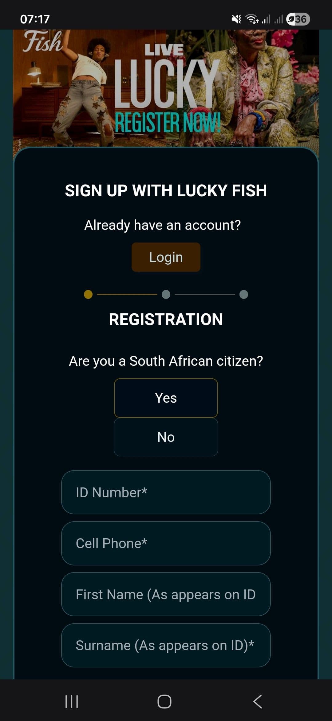 Fill in your personal details lucky fish