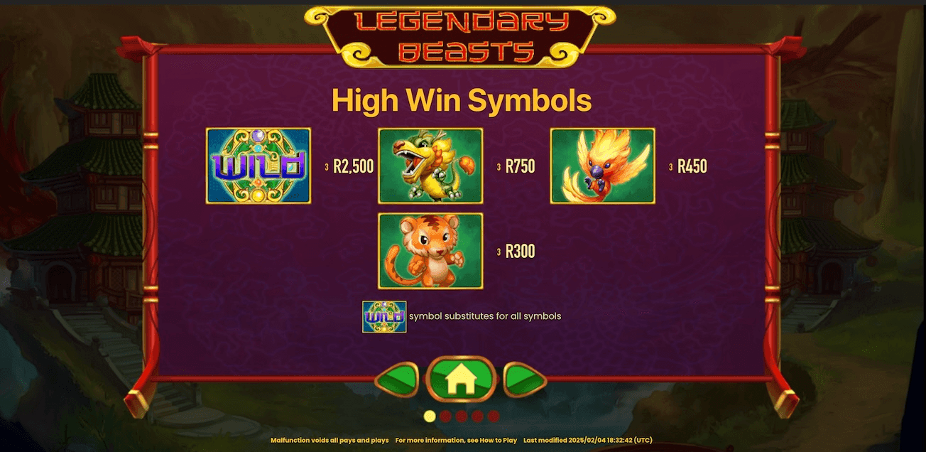Game Symbols and Payouts..