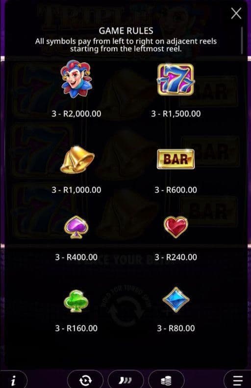 Game Symbols and Payouts triple jokers