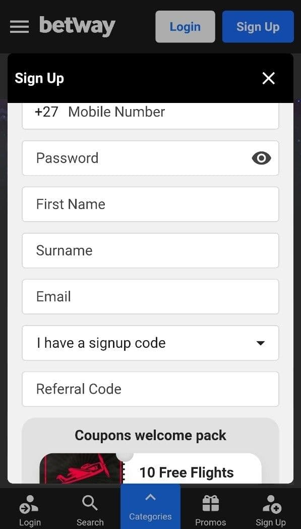 Go to the official Betway South Africa 