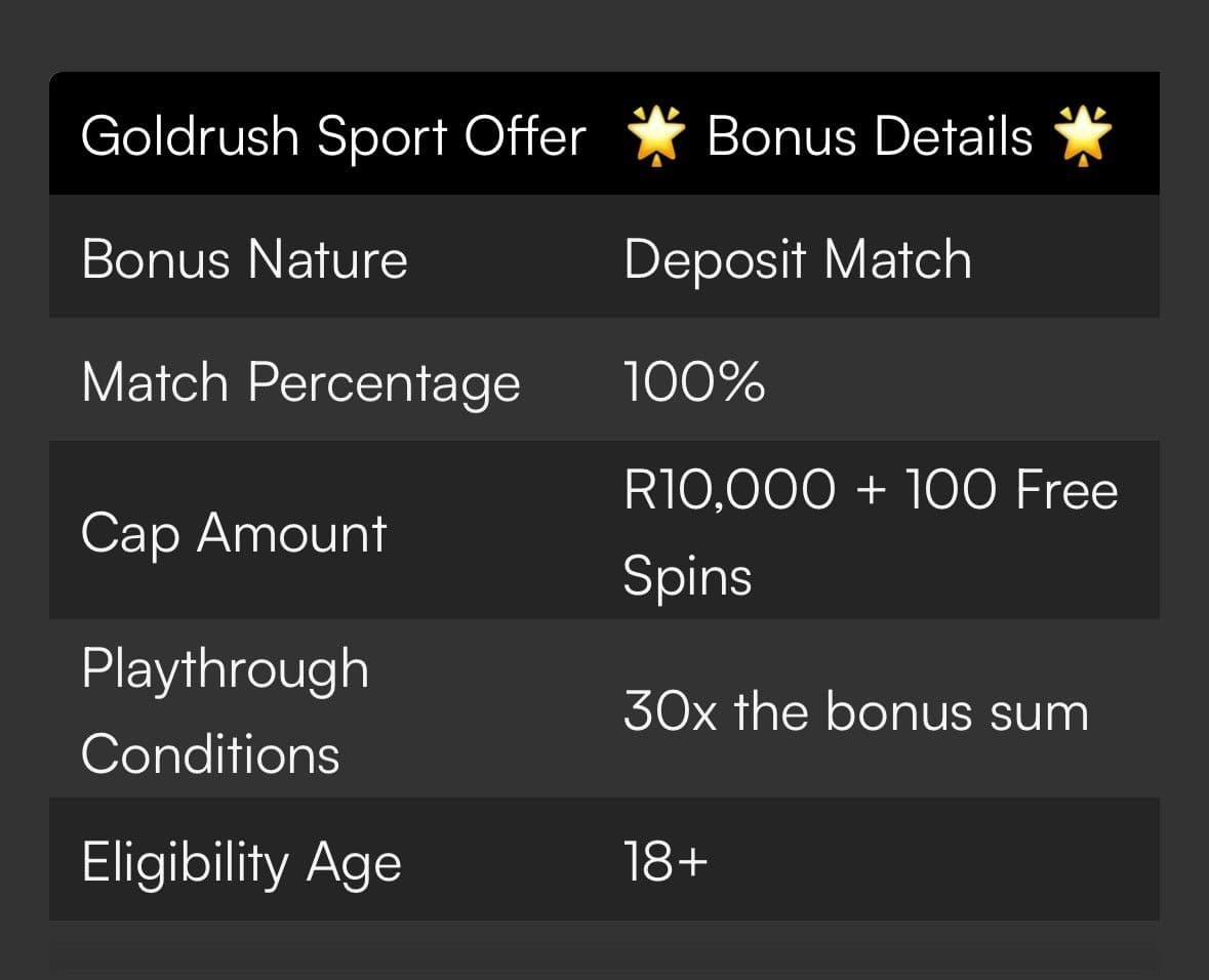GoldRush Sports and Casino Welcome Bonus 