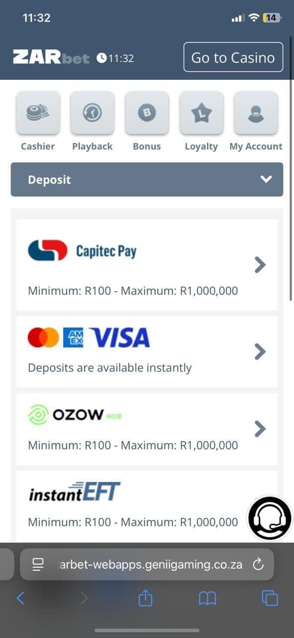 ZARbet Deposit Guide