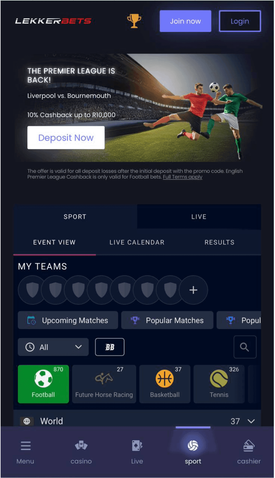 Head to the LekkerBets site