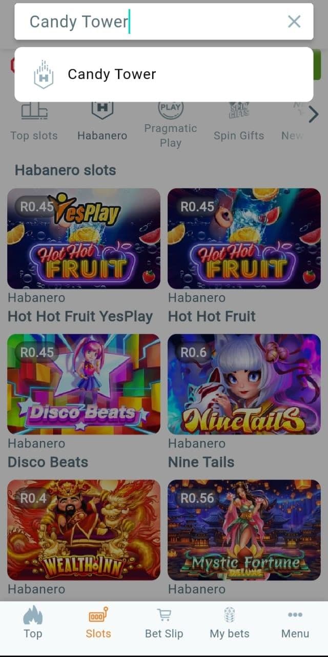 In the search bar, look for Candy Tower.
