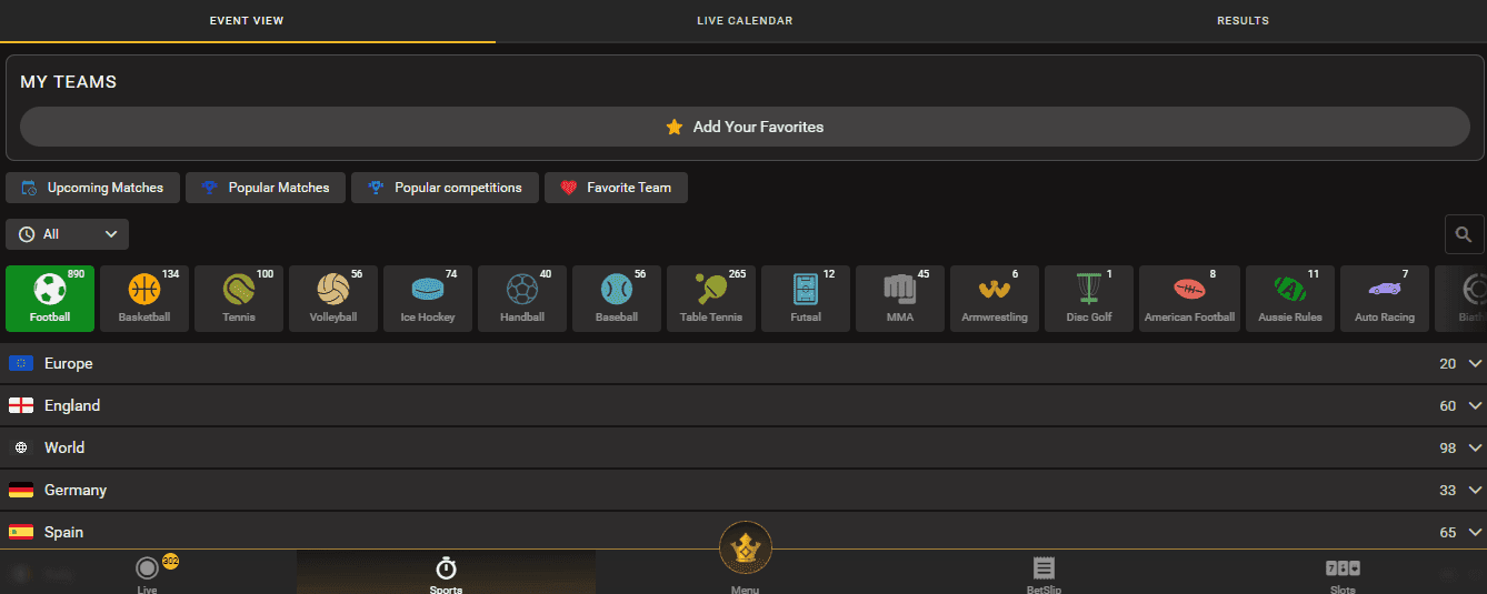 Kingbets Sports Markets