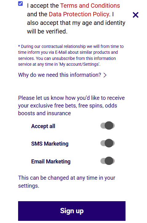 Lastly, opt in for SMS and email marketing 