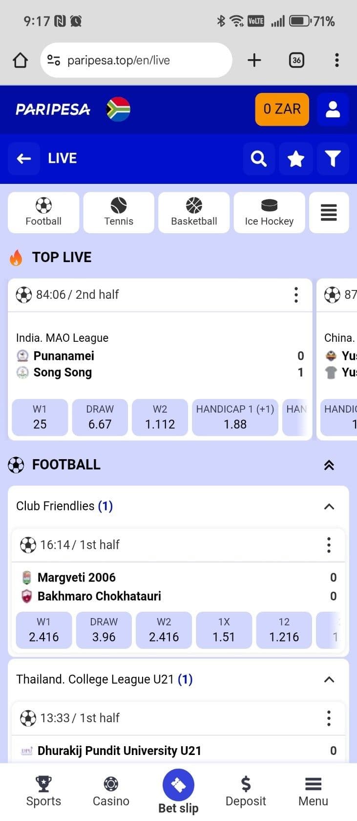 Live Betting & Streaming paripesa