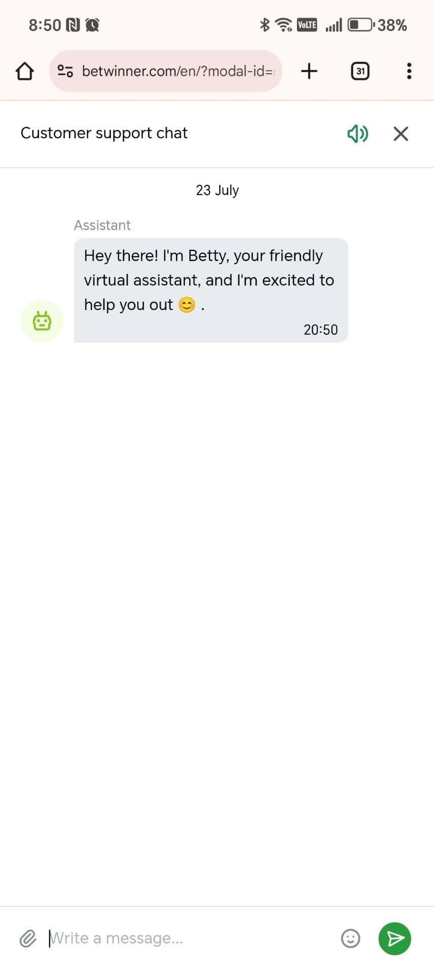 Live Chat at BetWinner