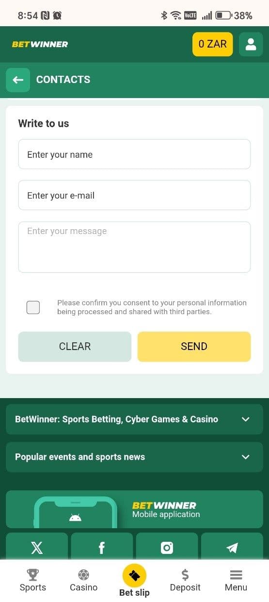 Located on the “Contacts” page,