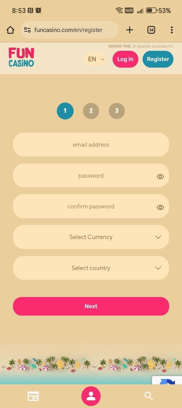 Log in to your Fun Casino account