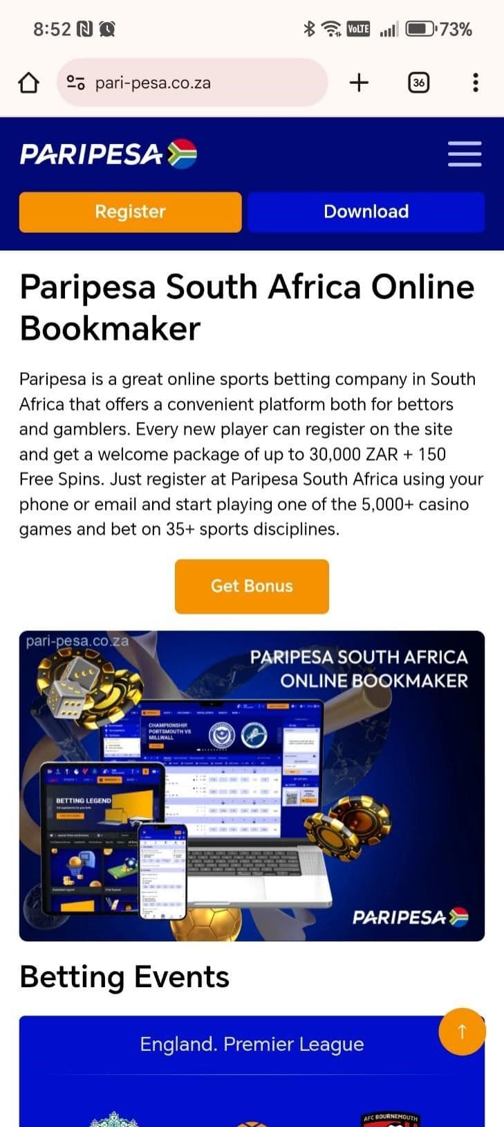 Log in to your Paripesa account on mobile..