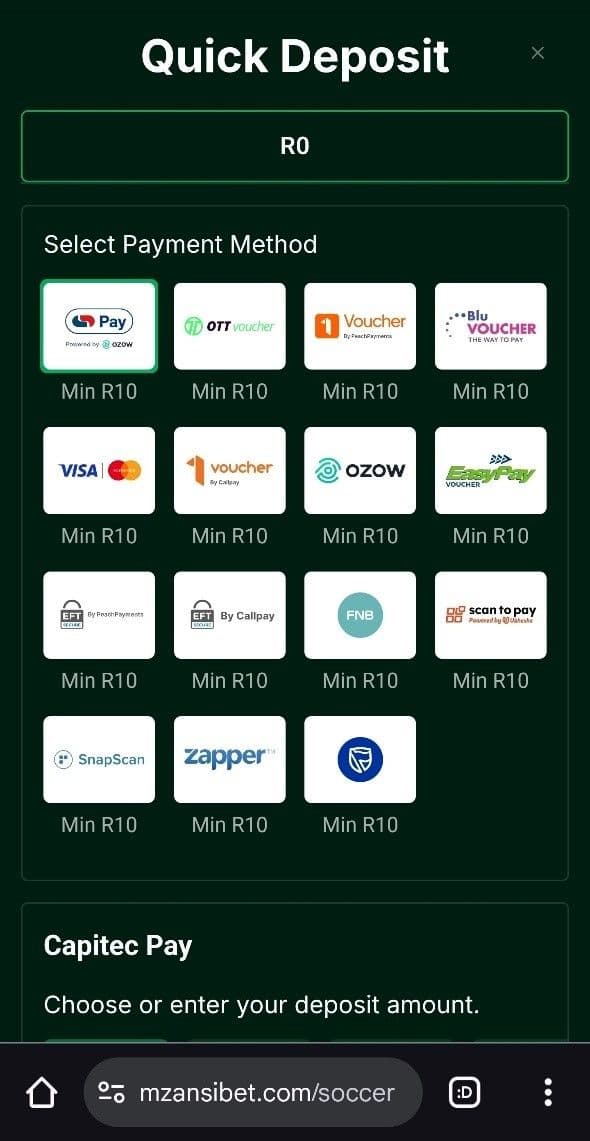 Log into your Mzansibet account