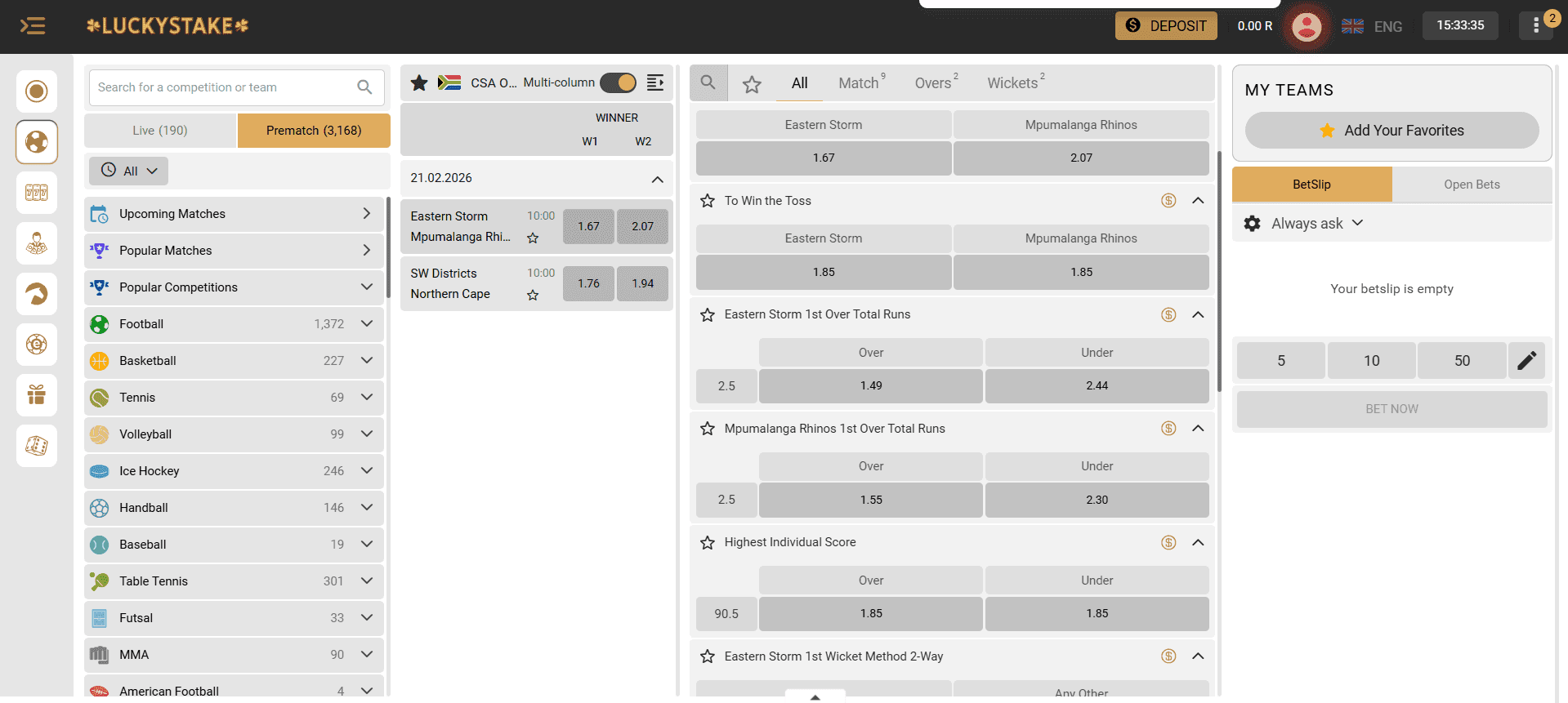 Lucky Stake Sports Betting Odds 