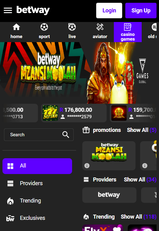 Make your way to Betway casino and click on sign up.