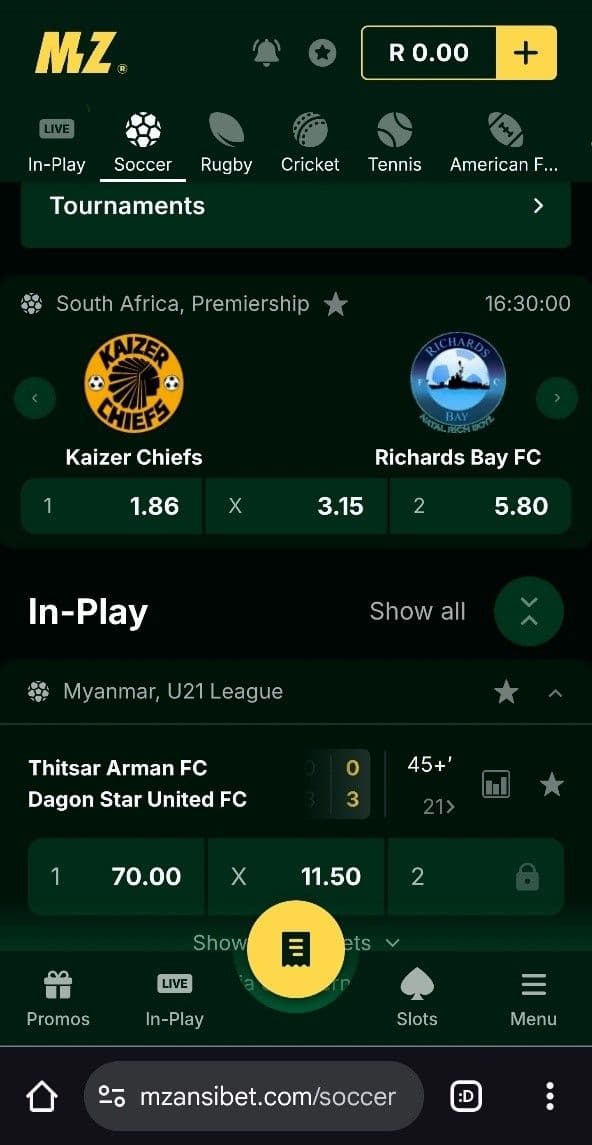 Mzansibet Sports Betting Odds 