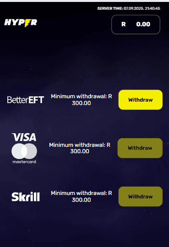 Navigate to the ‘Cashier’ or ‘Deposit’ section