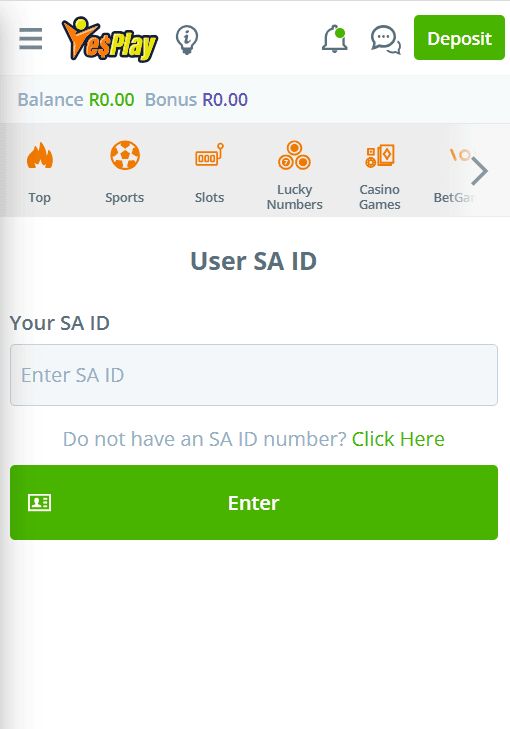 Next, enter your SA ID number and click on “Enter.”