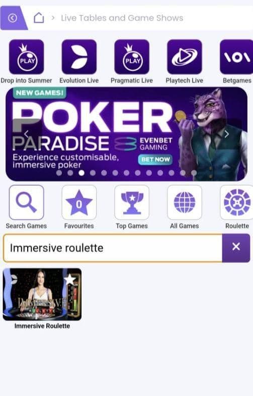 Open the Live Casino 