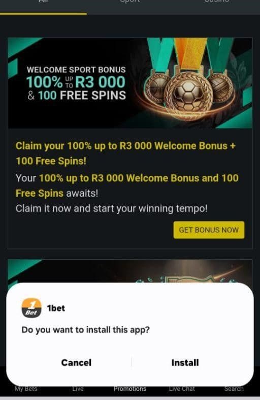 Open the download and select “Install” 1bet