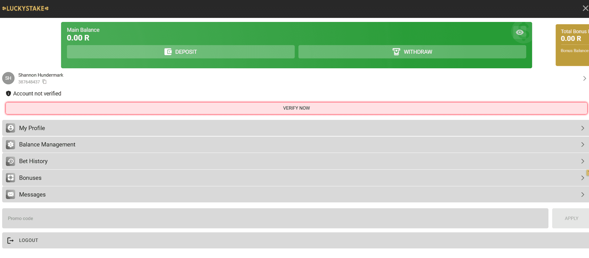 Open your profile tab, click ‘Verify Now’