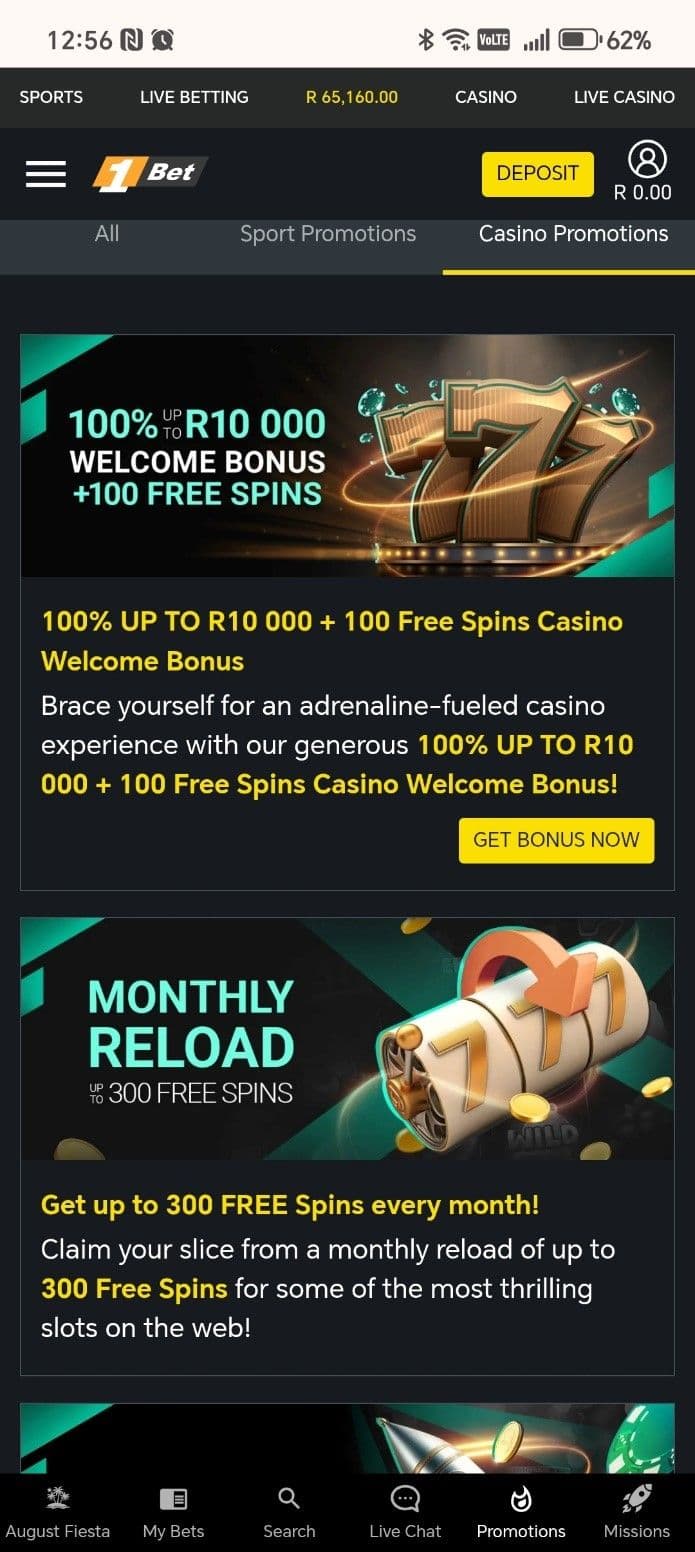 Overview of 1bet Bonuses